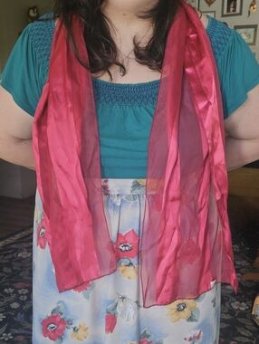 Striped Satinish Y2k Scarf in Deep Rose